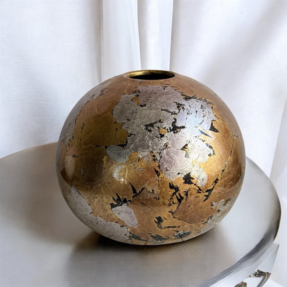 Elegant Gold and Silver Sphere Vase
